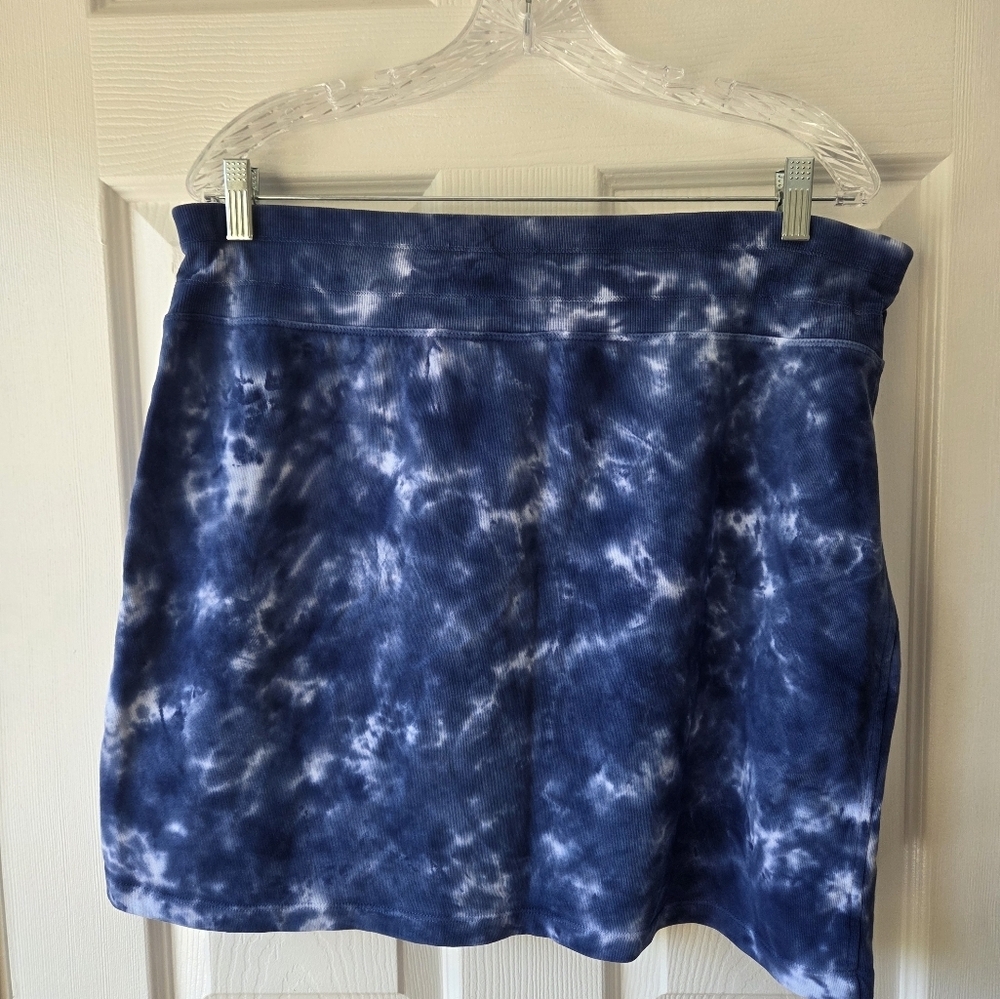Tommy Hilfiger Mini Skirt XL 100% Cotton Tie Dye Drawstring Skirt in Sky Captain - Picture 5 of 5